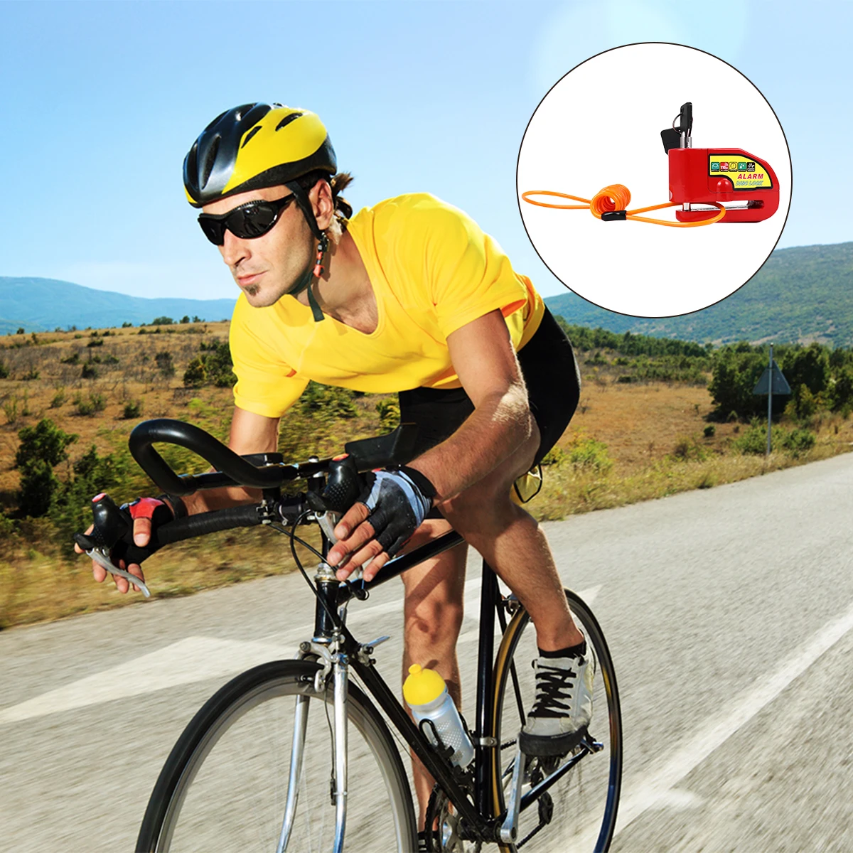 Alarm Disc Red Motorcycle Scooter Waterproof Steel Anti-theft Scooter Lock Padlock Disk Brake Lock 110dB Sensor