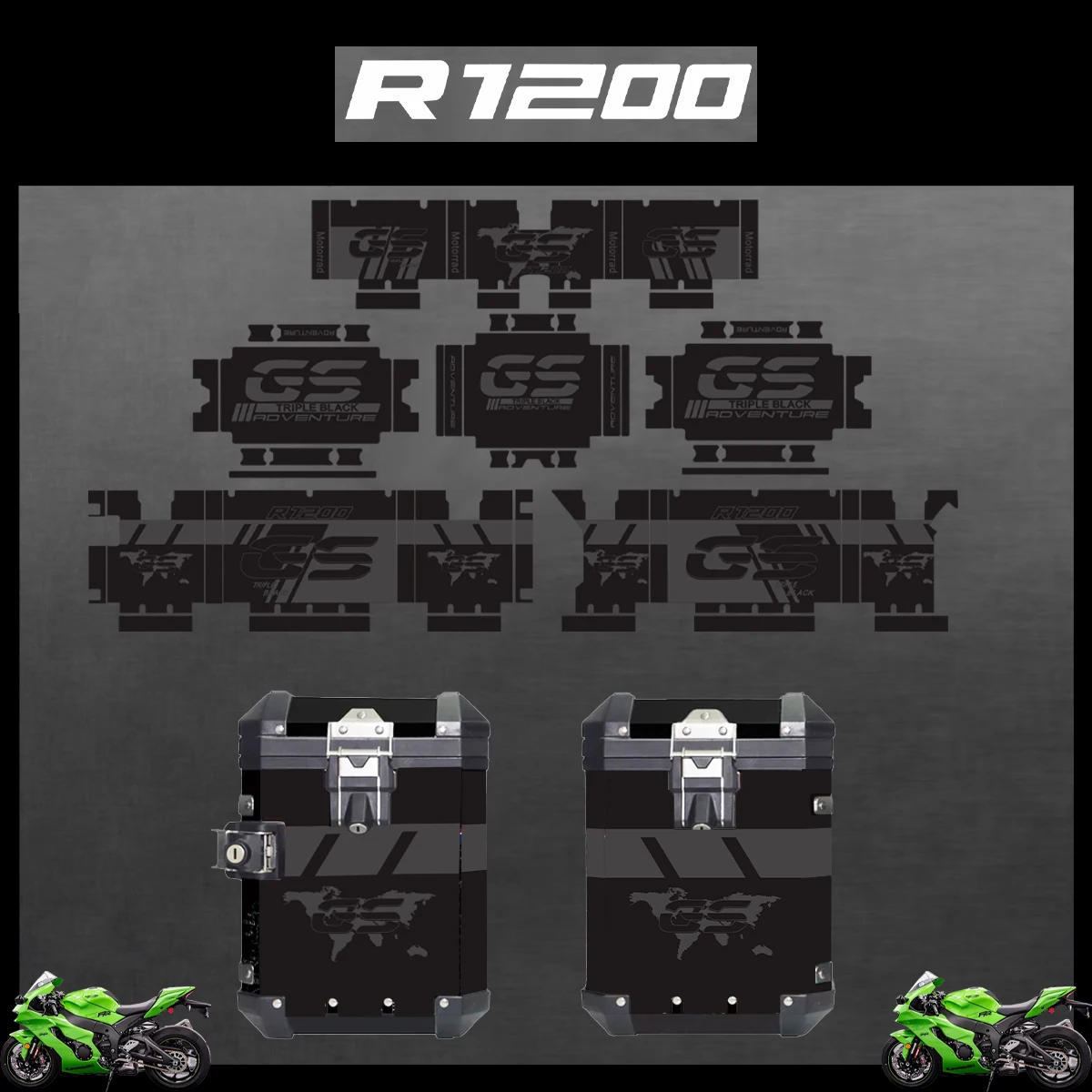 

Panniers 40 GS For BMW R1200GS R1200 GS ADV Triple Black Adventure 2004-2023 2022 2021 2020 Motorcycle Aluminum Box Sticker Case
