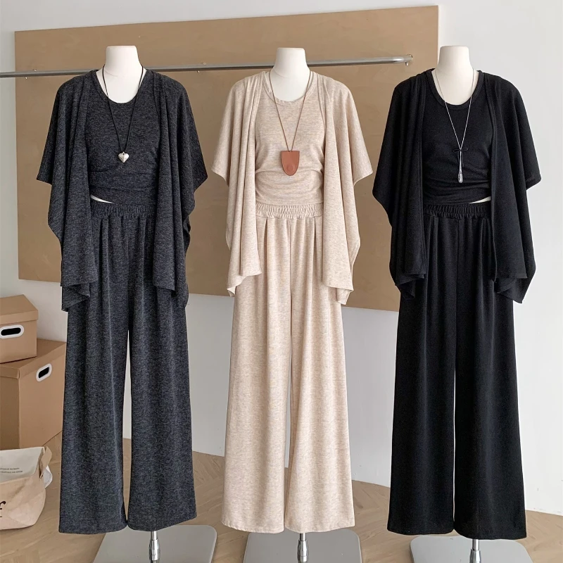 

2000s Aesthetic French Elegant Women’s Suit Korean Popular Chic Vocation Party Solid Slimming Design Vest + Cardigan + Pant Sets