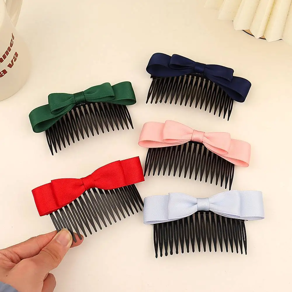 AISHG Fabric Cute Bow Hair Comb Women Korean Simple Hairpin Elegant Joker Outdoor Fashion Comb Clips Girls Hair Accessories