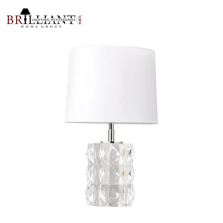 

Modern Minimalist Hotel Villa Bedside Home Decorative Luxury Crystal Glass Column Small Table Lamp