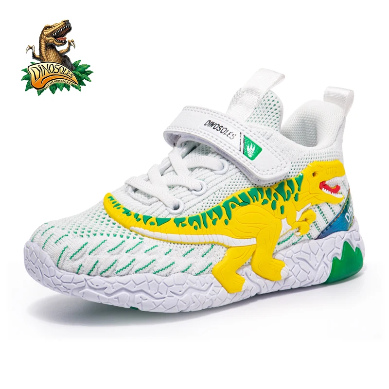 Dinosaur Shoes Boys Spring Flash mesh flash shoes children sports shoes leather surface boys