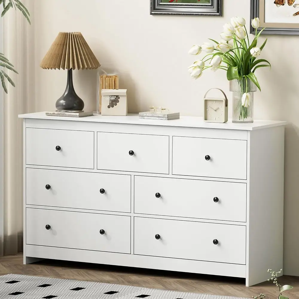 

55-Inch Wide Wooden Chest with Metal Handles for Bedroom, Living Room, and Hallway Storage