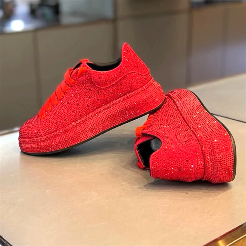 European new fashion brand low help iron drill board shoes men solid color foreign style lace-up all casual red daddy shoes A8