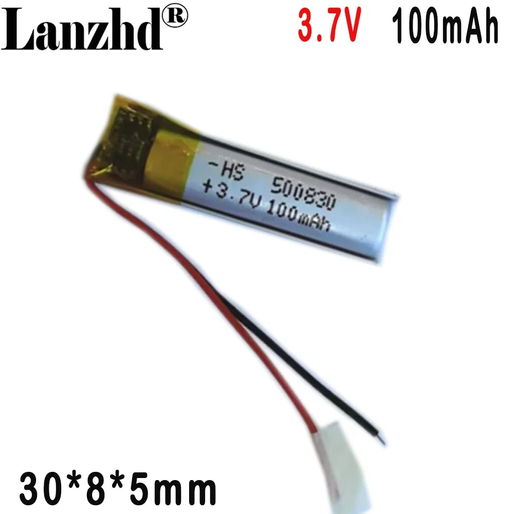 Li polymer lithium battery 100mAh-3.7V Rechargeable cell For Bluetooth headset smart wearable 500830