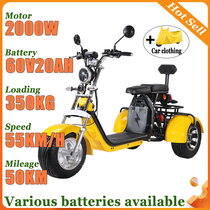 

Новый горячий продавать 2000W60V20AH EEC электрический автомобиль трехколесный мотоцикл для взрослых и поездок на работу удобные сиденья внедорожный электрический трехколесный велосипед