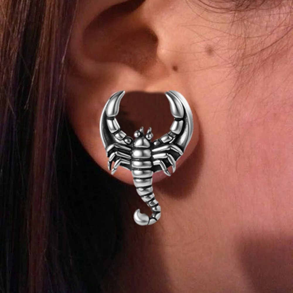 2-1PCS 316L Surgical Steel Scorpion Oil Drip Ear Tunnel Ear Gauge Expansion Double Flared U Shape Stretcher Ear Plug Saddle