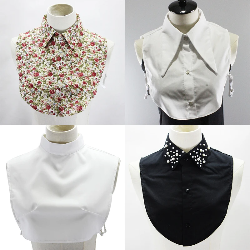 Linbaiway 43 Styles Fake Collar Stand Lapel Shirt Detachable Collar Women Lace Floral False Collar Half Shirt Blouse Faux Col