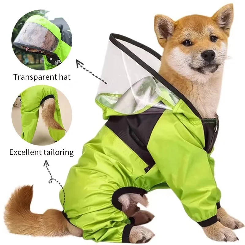 Pet Dog Raincoat The Dog Face Pet Clothes Jumpsuit Waterproof Dog Jacket Dogs Water Resistant Clothes for Dogs Pet Coat