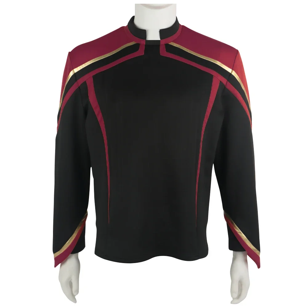 

Cosplay Admiral JL Picard Red Gold Stripe Uniform Startfleet Shirts Men Star Costumes rek Top Coat Prop