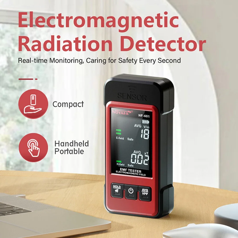 

NOYAFA NF-601 Portable Electromagnetic Field Radiation Detector EMF Meter with Real-Time Monitoring and Audio-Visual Alarm