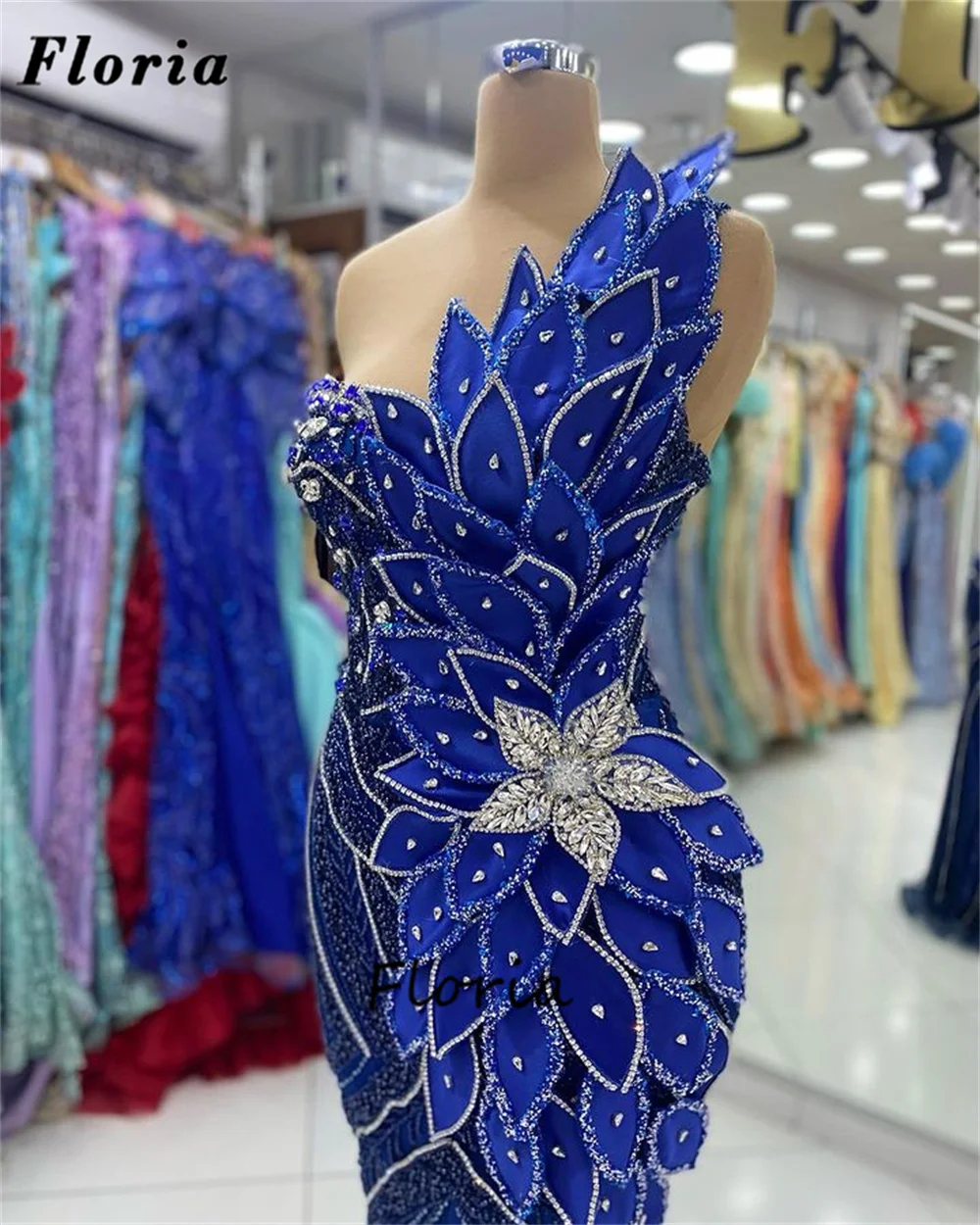 

Luxury Royal Blue Celebrity Dresses Haute Coutures Beading Sequins Women Prom Dress Dubai Party Evening Gowns Vestidos De Gala