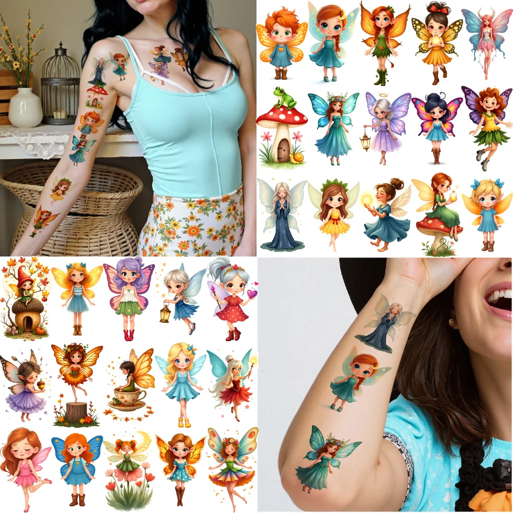 

63pcs Temporary Tattoo Angel Stickers Waterproof Long-lasting Body Stickers Butterfly Stickers Cartoon For Shoulders Arms