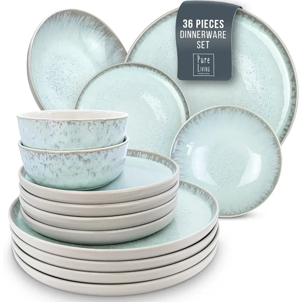 

Ceramic Dish Set Porcelain Dinnerware Set Bowl and Plate Sets for 8 Full Ceramic Tableware Plates Dinner Sets Complete Dishes