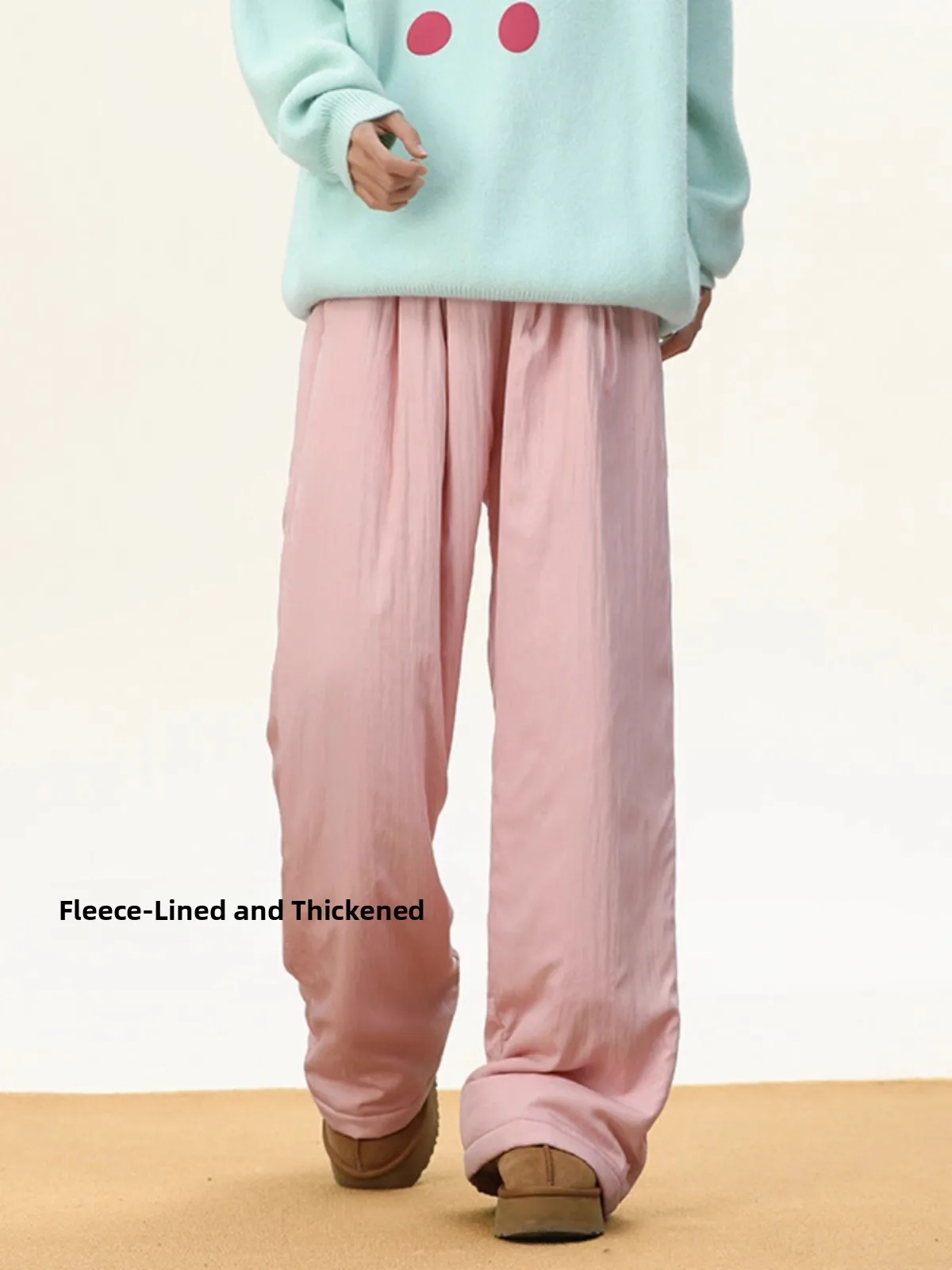 Thiened Long Pants Men's Winter Dopa Pure Color Sambon Cotton Pants Loose Fce Straight Leg Trendy Brand Casual Pants