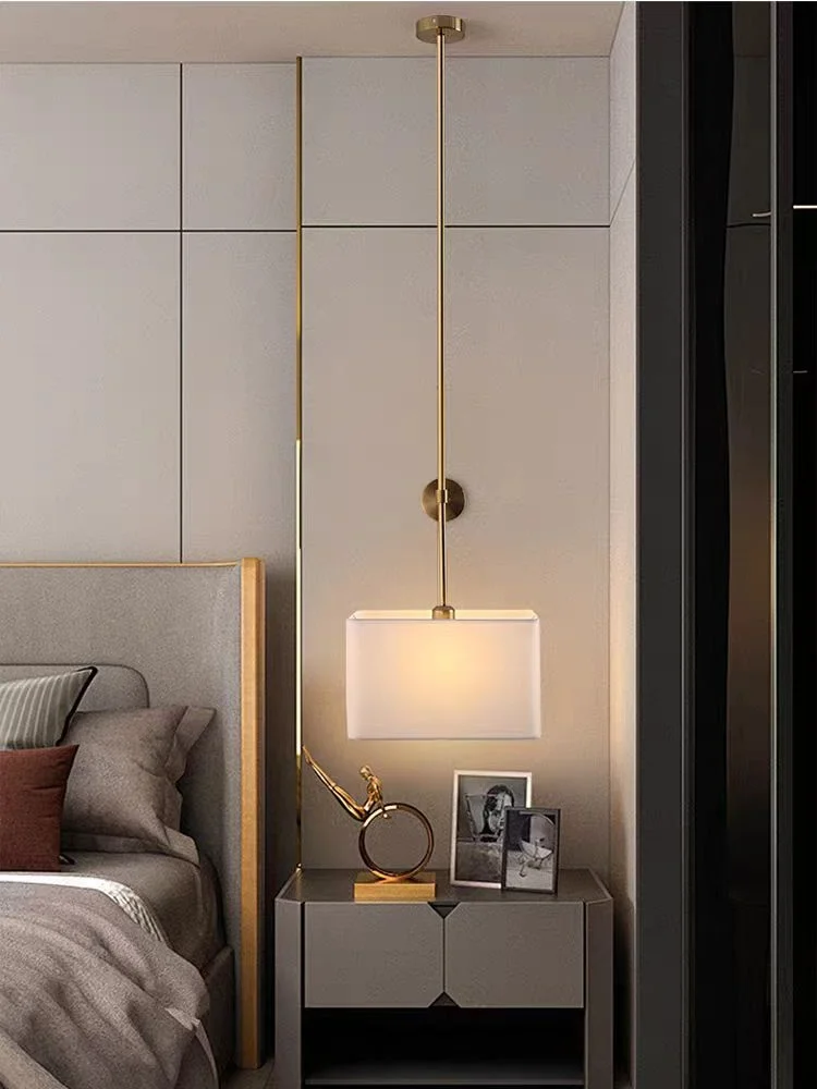 Nordic light luxury long pole cloth covered wall lamp, background wall, villa, hotel room, corridor, aisle, bedside lamp