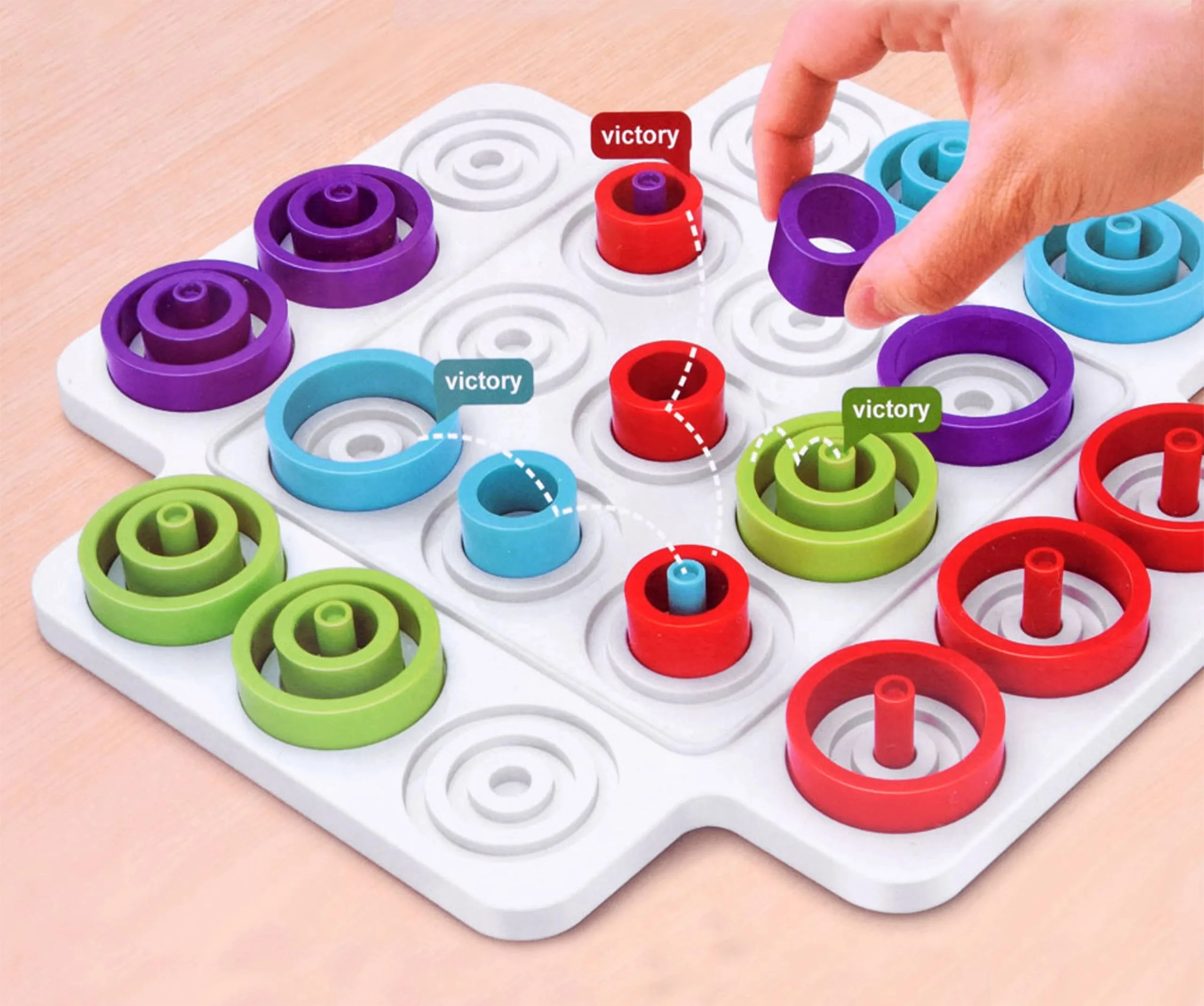 Montessori Stacking Ring Board Game Kids Educational Toys Interactive Family Party Game For Children Focus Training Puzzle Toy