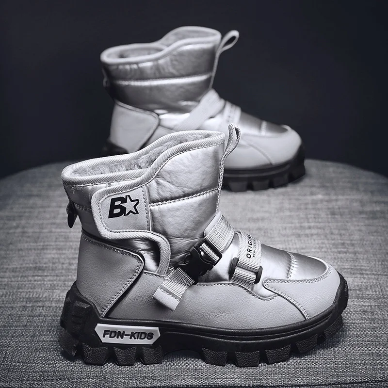 Kinder Pluche Snowboots 2023 Winter Nieuwe Jongens Comfortabele School Casual Schoenen Meisjes Warme Katoenen Laarzen