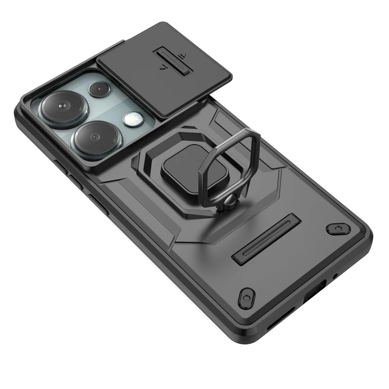 Shockproof Case For Xiaomi Poco M6 Pro Case For Poco M6 F6 X6 Pro Ring Holder Magnetic Cover For Poco M6 Pro 4G Push Window Case