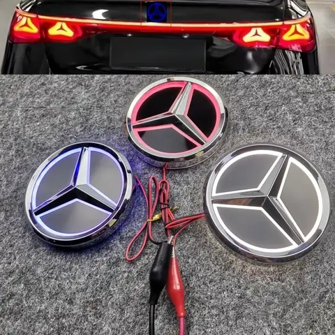 9.5cm 자동차 후면 트렁크 엠블럼 ABS LED 배지 라이트 액세서리 메르세데스 벤츠 S350 S300L S A B C E 클래스 GLA GLK ML GL GLC GLE용
