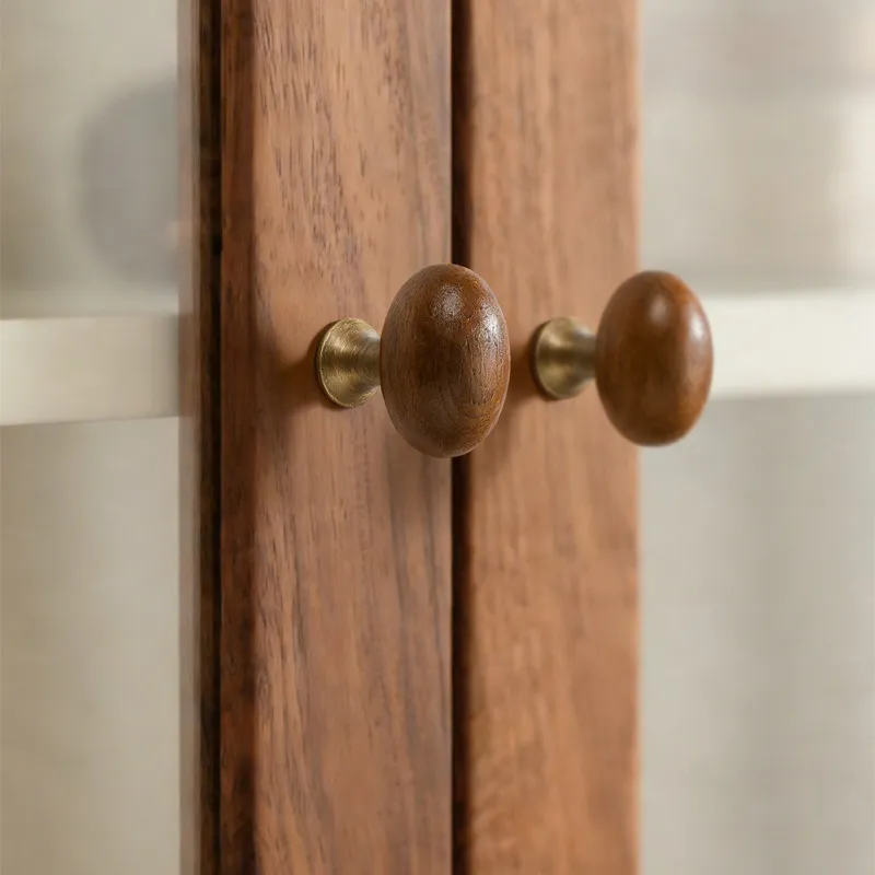 WV Vintage Pigeon Egg Walnut Cabinet Drawer Wardrobe Handle New Chinese Style Brass Single Hole Small Handle for Home Decor