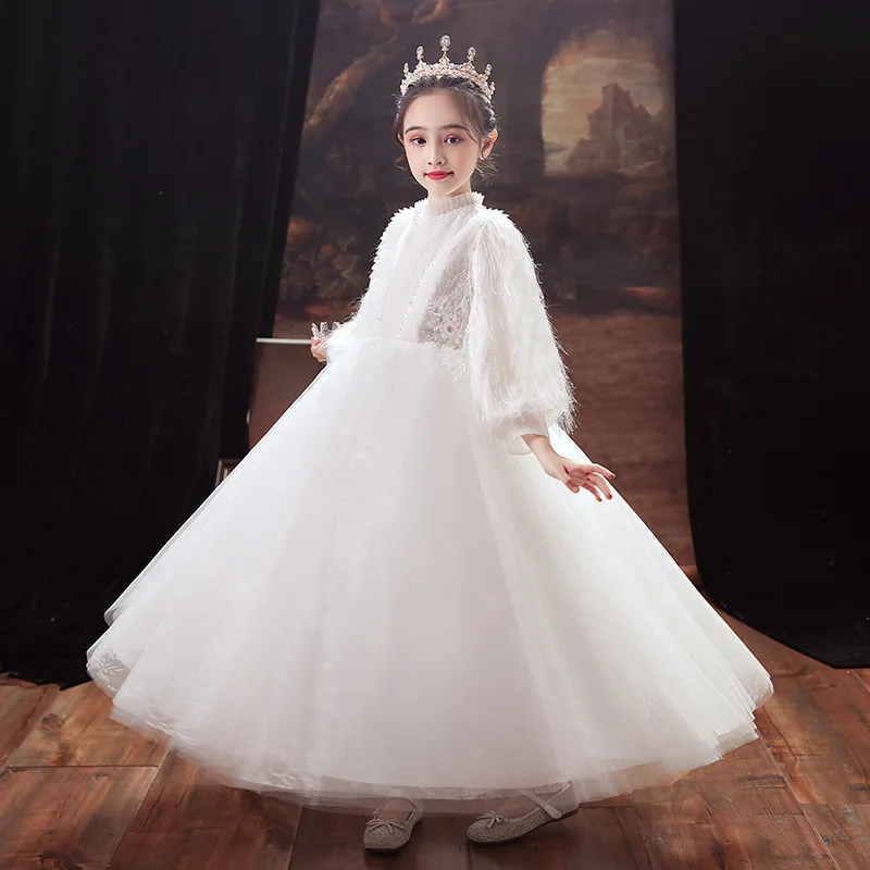 Children's Formal Princess 's Birthday Little Flower Girl Dress Stage Performance Long Sleeve Spring Autumn