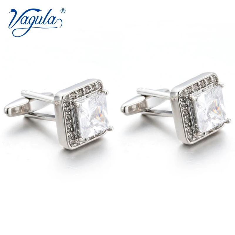 VAGULA New Classic Party Wedding Suit Shirt Gemelos Men Jewelry Button Crystal Cuff links 523