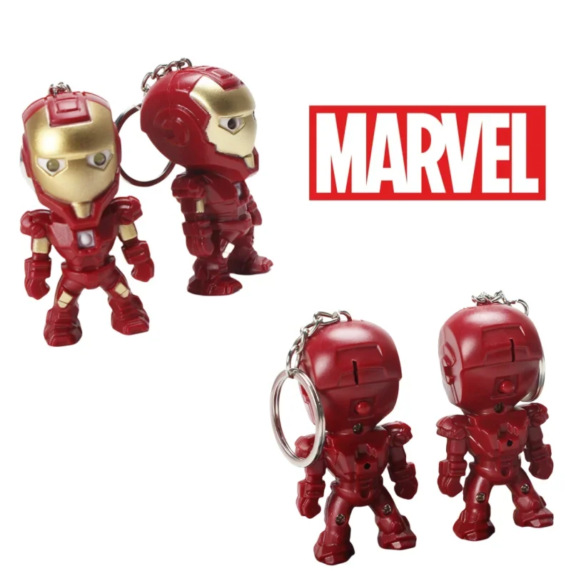 Marvel Peripheral Movie Avengers Iron Man Personalized Creative Luminous Sound Keychain Pendant Accessories Doll Christmas Gift