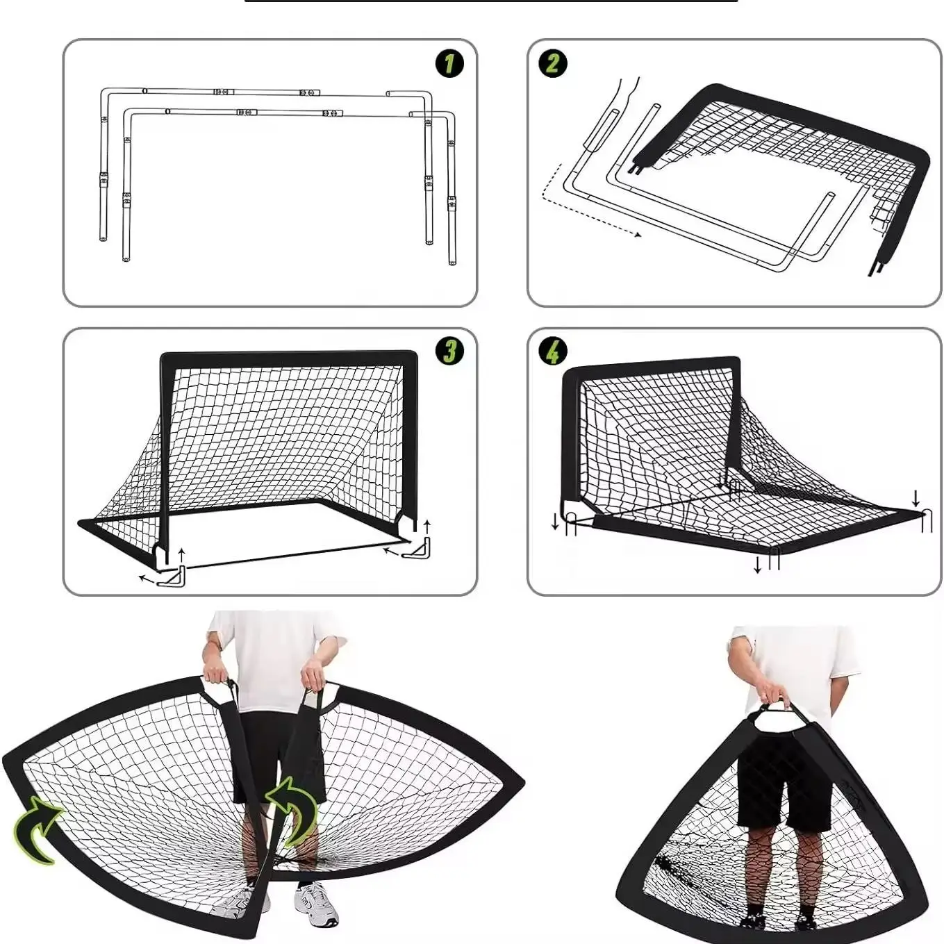 휴대용 접이식 축구 골대 세트 간편 분리형 축구 훈련 장비 공장 판매 경기장 장비