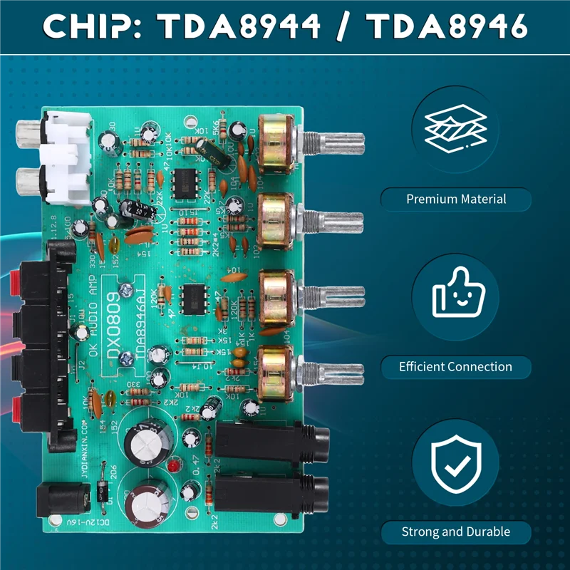 Placa amplificadora de áudio estéreo stylish-40w + 40w tda8944, amplificador de microfone digital, amplificador de carro, controle de tom, alto-falante, amplificador de karaokê