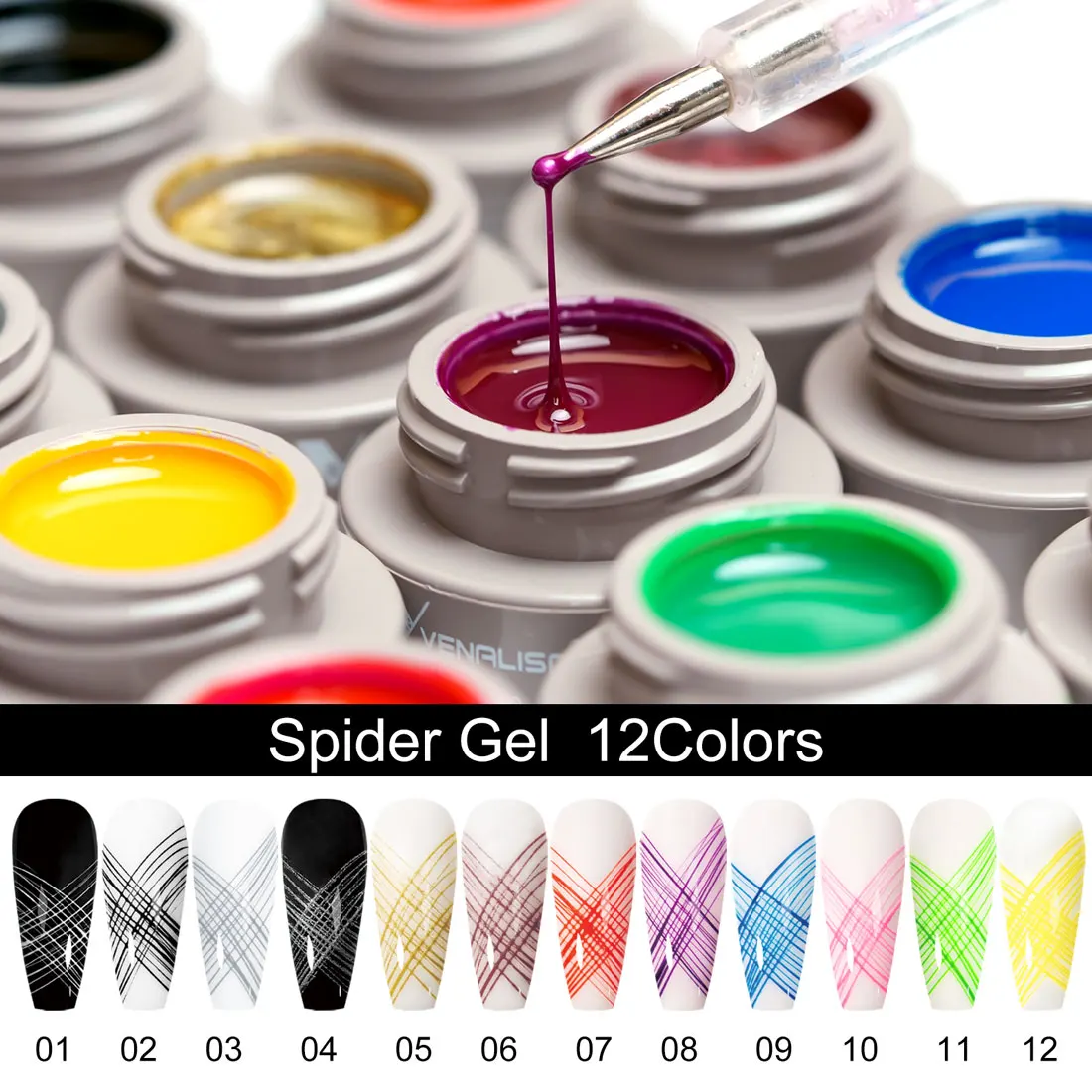 Venalisa 8ml Professionelles UV-LED-Nagelkunst-Gel für Perfekte Maniküre, Prägung, Liner, Spider-Gels, Nagellack – Detail 3