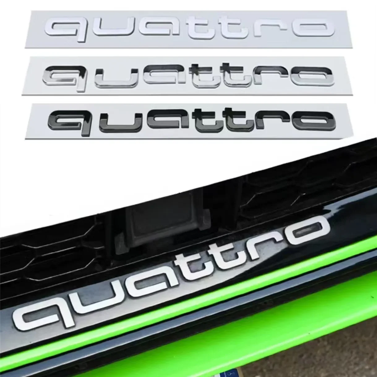 

3D ABS эмблема передней решетки автомобиля для Audi Quattro Logo A3 A4 A5 A6 A6L A7 A8 Q3 Q5 Q7 S3 S4 S5 RS3 RS4 RS6 аксессуары для значков