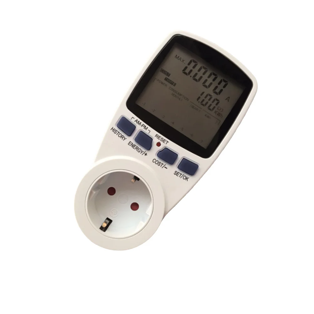 

Multi Function Power Meter Voltmeter Ammeter Reading Socket Dual Rate Energy Monitor Kilowatt-Hour Electricity Consumption