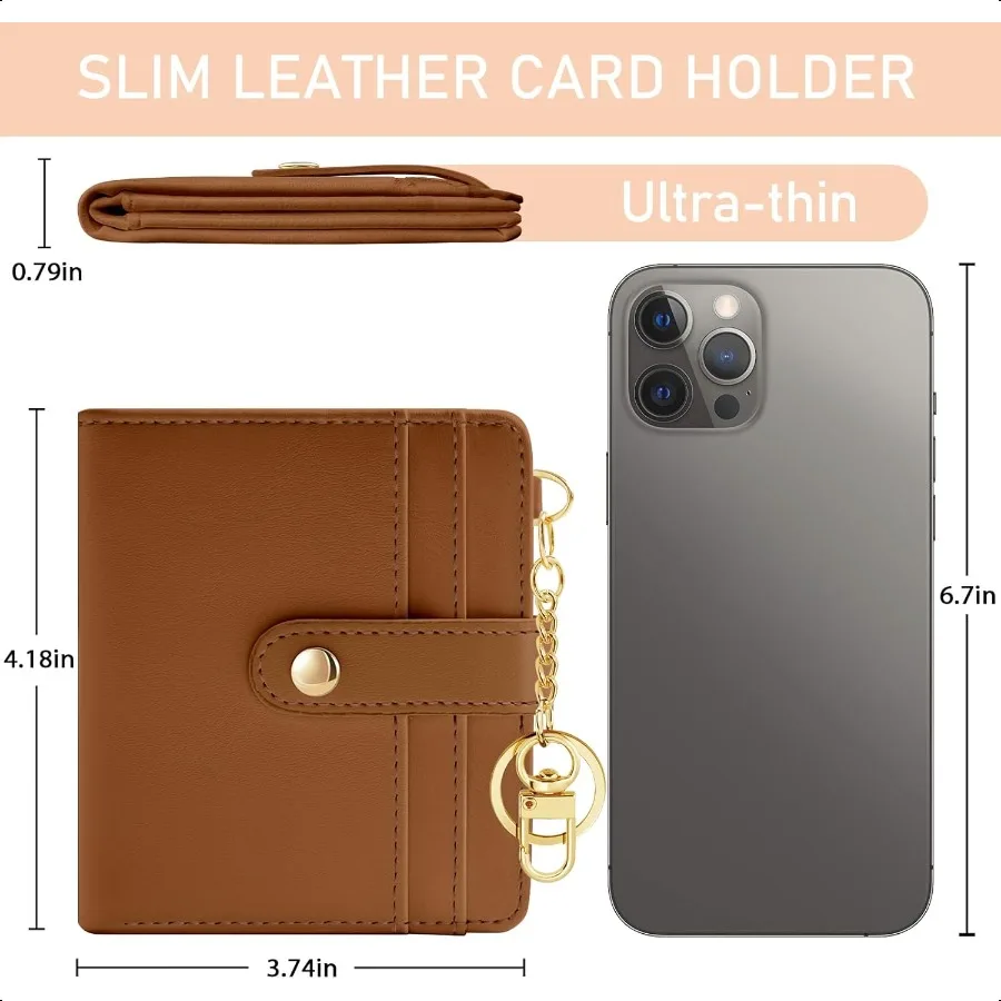 Caramel Rfid Ladies Wallet Small Slim Thin Compact Credit Card Women Wallet PU Leather Bifold Cash Zipper Coin Pocket ID Window