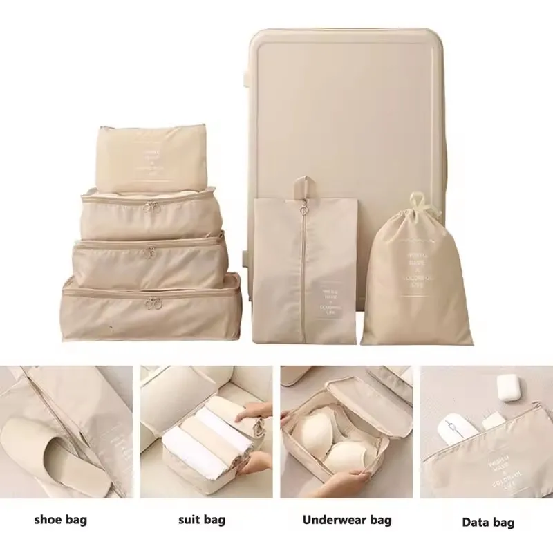 Travel Storage Bags Set 7/8/9/10-Piece Digital Toiletries Organizer Suitcase Packing Cubes for Clothes Shoes Clothes Tidy Pouch view 4