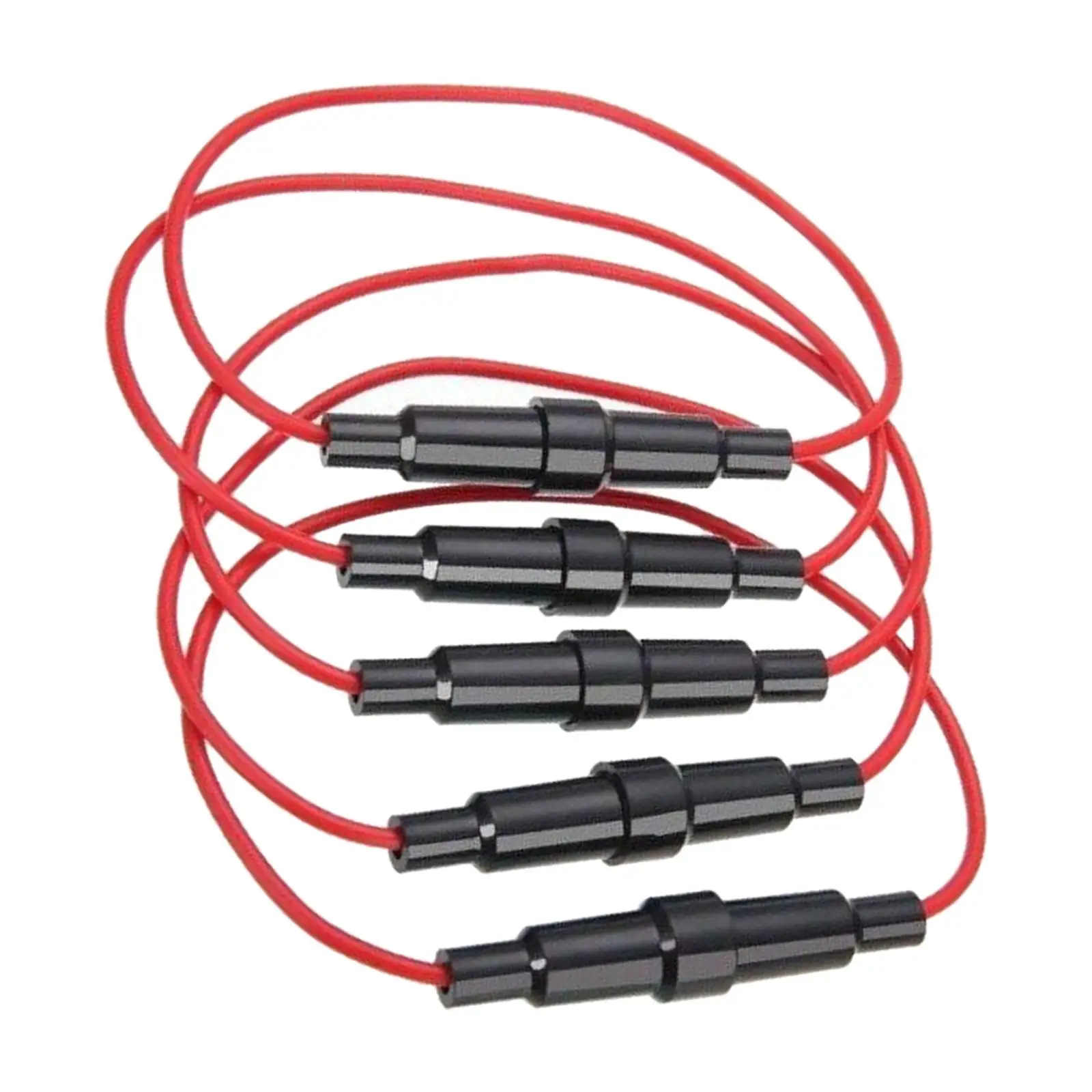 5x Fuse Holder 7 Inches Long Easy to Use 10A Versatile Black Compatible 18 Gauge AWG Wire 5x20mm for Trucks Marine Boats