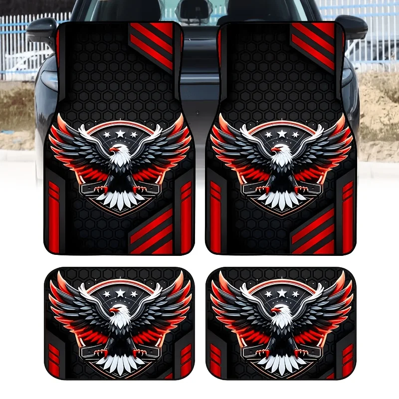4pcs Car Floor Mat Set - 2D Flat - Creative Pattern - Hard-Edged Dynamic Style Printed Design Car Mats, Suitable For All Types O