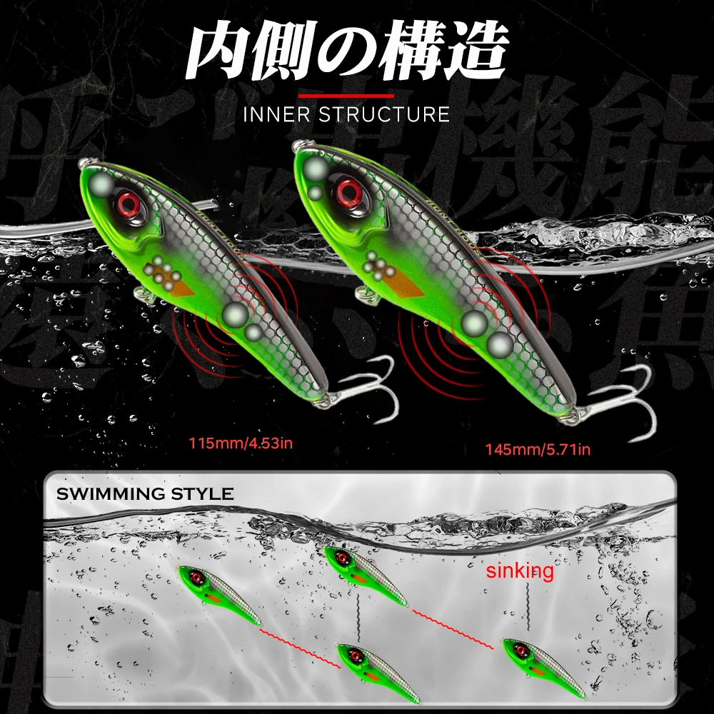 Hunthouse Jerkbait Musky Buster Pike Fishing Lure 11.5/14.5cm 32/52g Jerk VIB Baits Slow Sinking Big Bass Pesca westin LW129