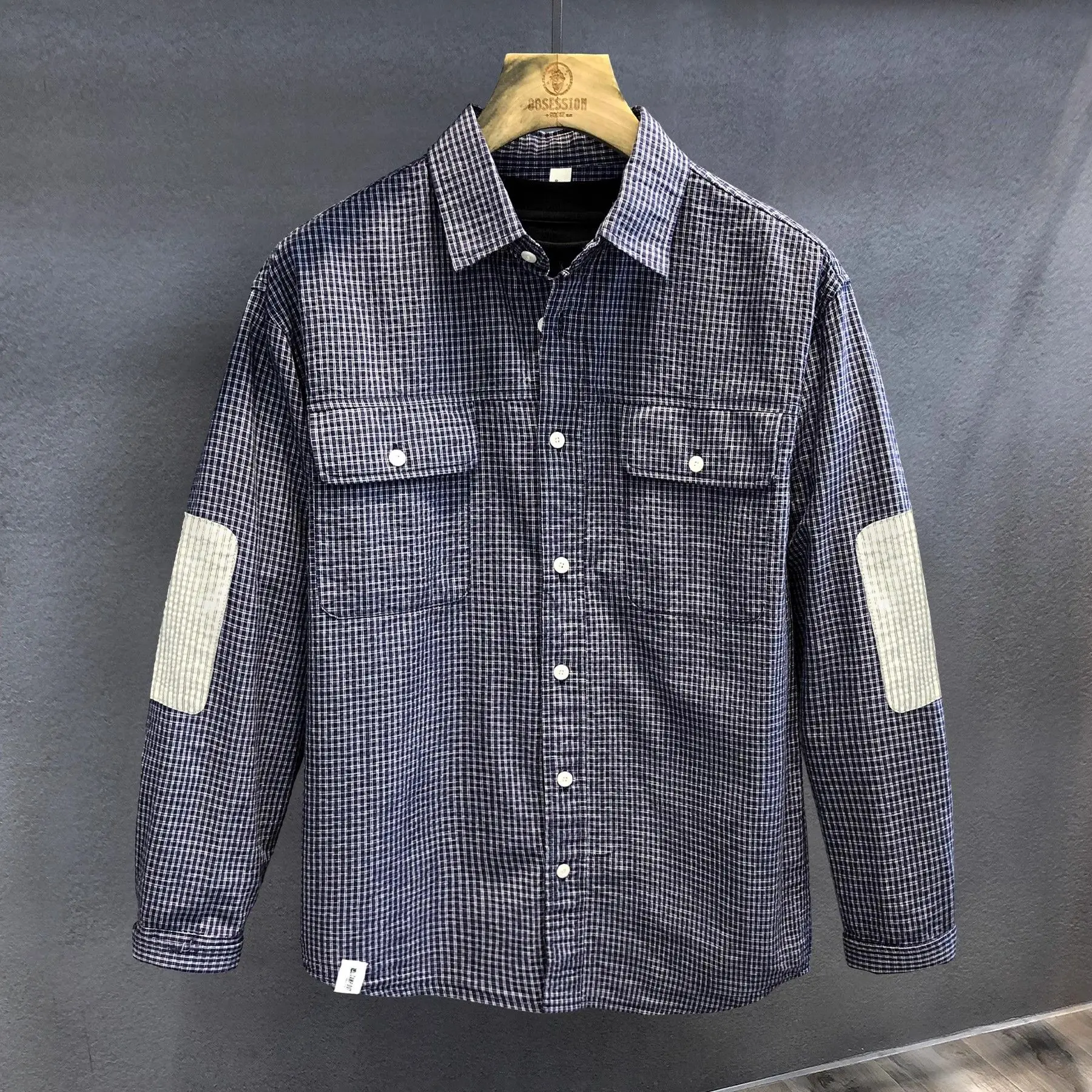 

Bubble Texture Striped High-end Retro Cool Shirt for Men Casual Long Sleeved Shirt for Men