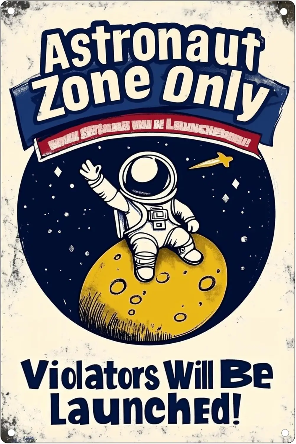Y1,Astronaut Sign Kids Funny Space Themed Decor Metal Signs Boys Room Decoration  Astronaut Zone Only Violators