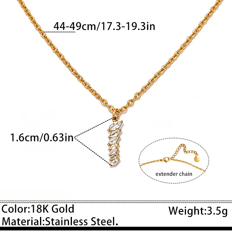 DIEYURO Stainless Steel Stackable Diamond Shaped Zircon Pendant Necklace Lady Fashion Classic Non-fading Neck Chain Jewelry Gift