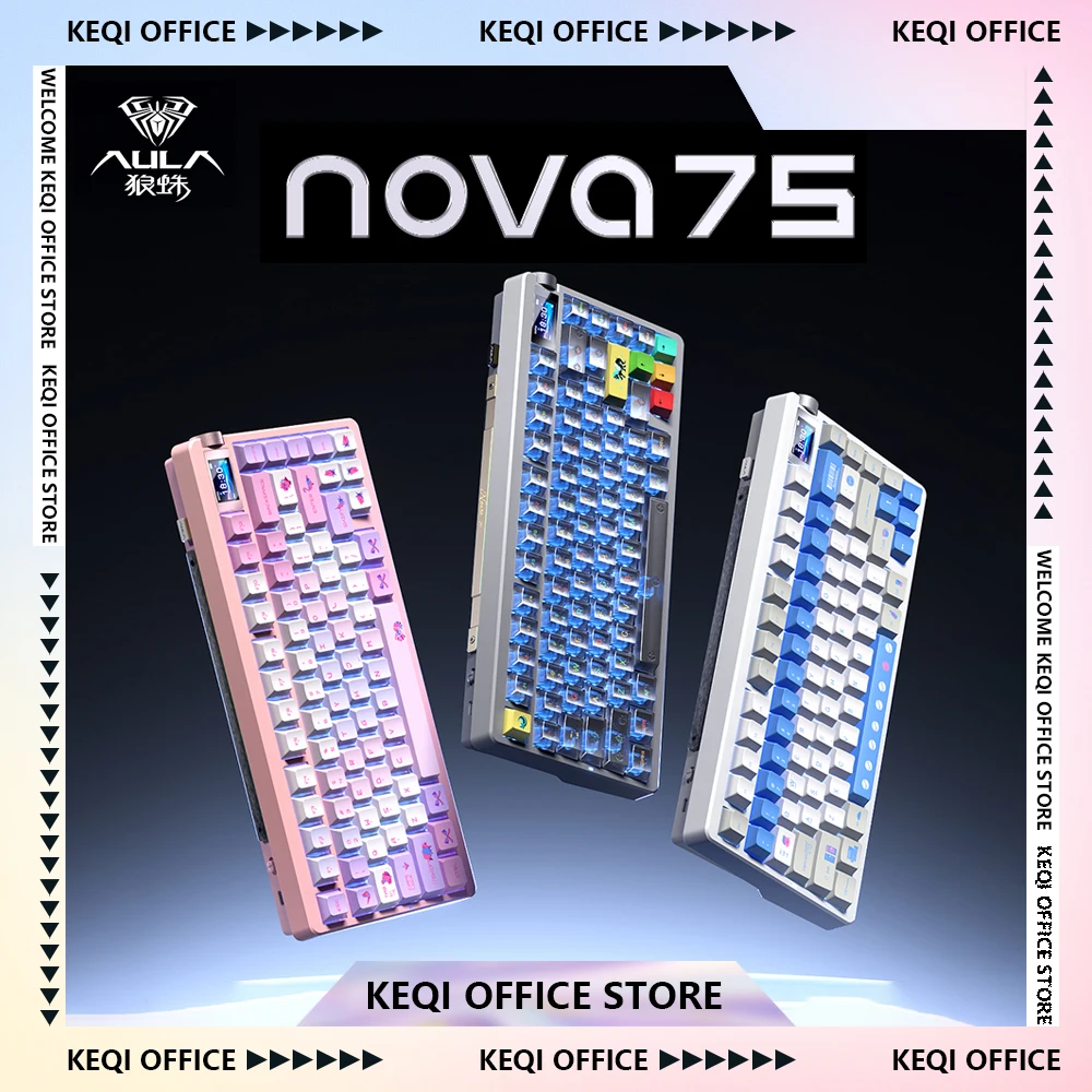 

Aula Nova75 Mechanical Keyboard 3-mode Wireless Bluetooth with Screen Customization Gaming Office Keyboard PC Accessory Gifts