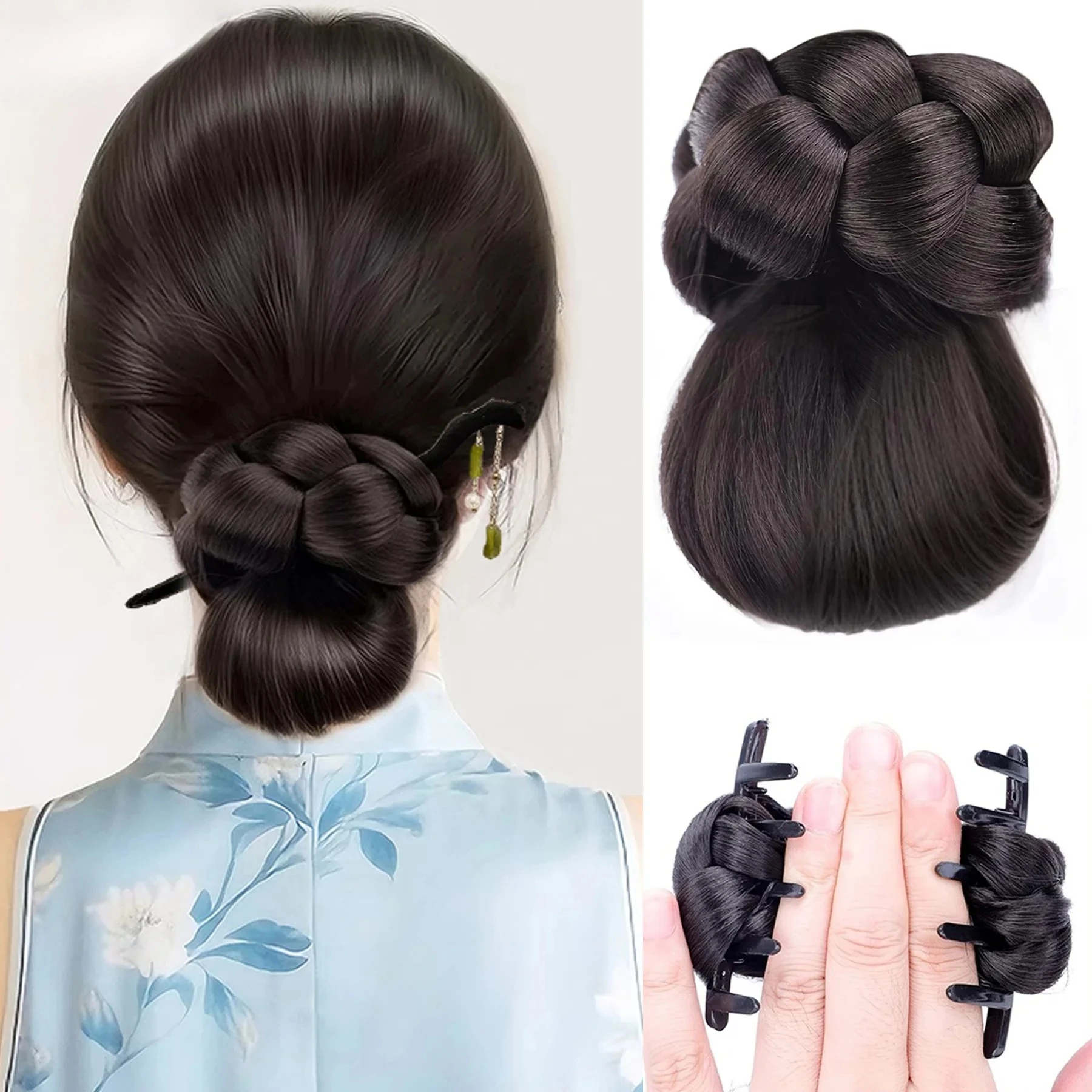 Peinado de bucle tipo abrazadera sintética con pinza de garra, extensiones de cabello de cola de caballo con cabeza de dirección elegante y Natural para mujeres