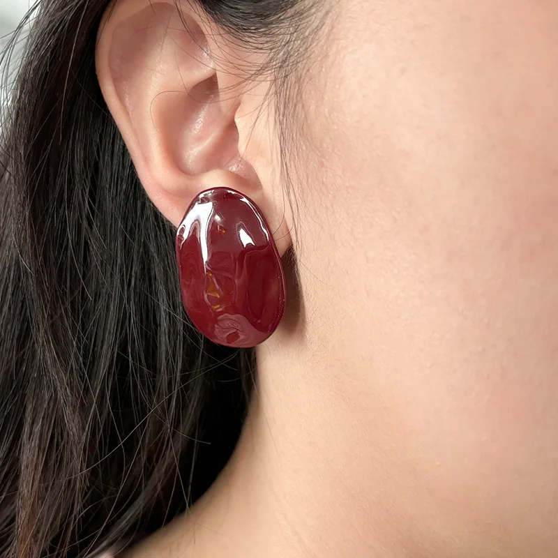 

New European and American Ins Fashion Simple Ear Clip for Women Small Multi-color Enamel Glaze Niche Stud Earrings Trendy Women