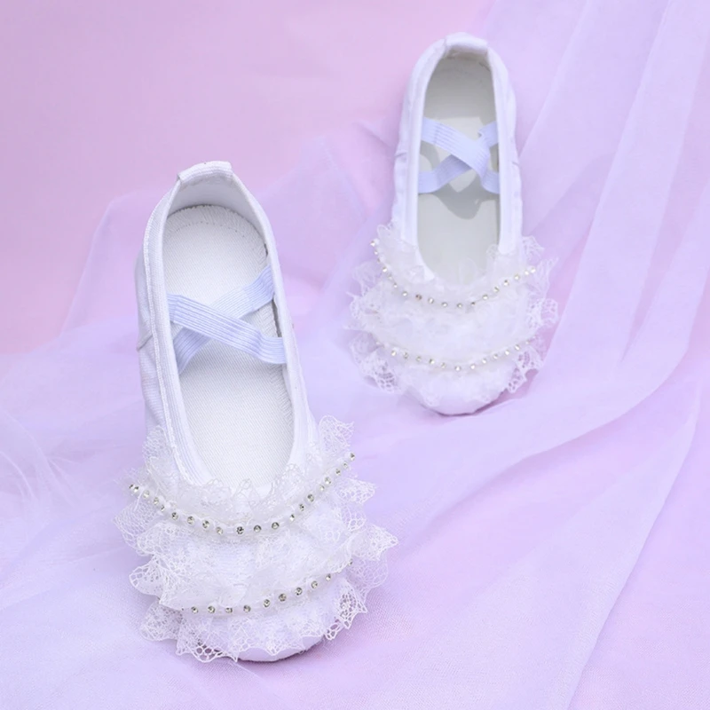 Ballerina Exercises Shoes For Children Girls Cute Lace Princess Dance Soft Soled Ballet Shoe Children Girls Cat Claw