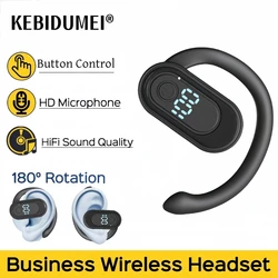 Bluetooth 5.4 Wireless Earphone 180° Rotation Adjustable Left Right Ear Universal Headset LED Display For Sport Business Music