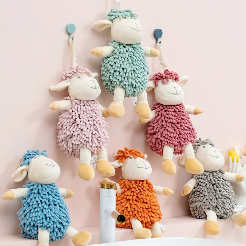 

Multifunctional Cartoon Animal Hand-wiping Towel, Water-Absorbing Towel, Chenille, Lamb, Kitchen and Bathroom, Creative, Doll