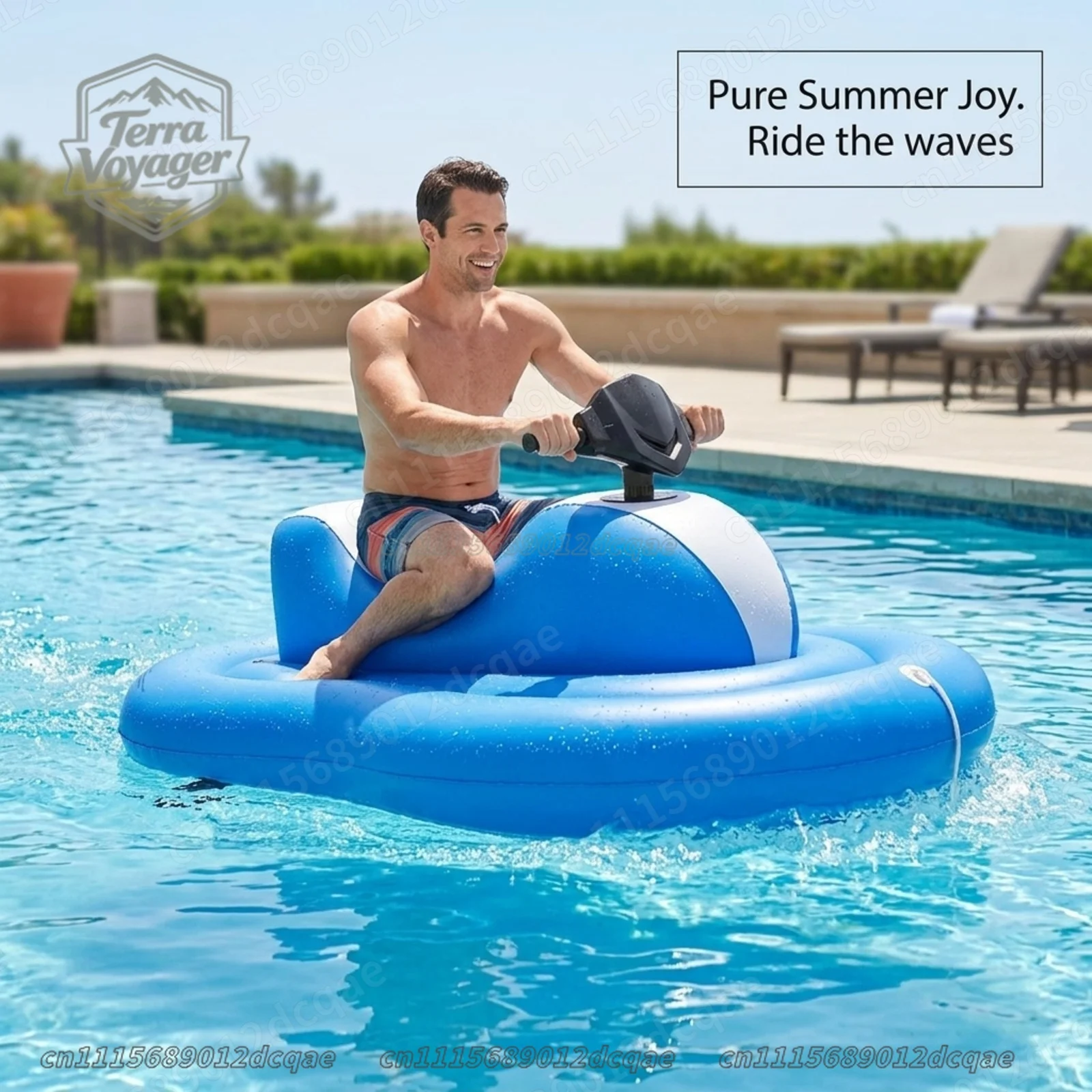 Motorized Inflatable Pool Float Jet Ski for Kids and Adults - Electric Propelled Water Scooter Ride-On - Heavy Duty 265lbs