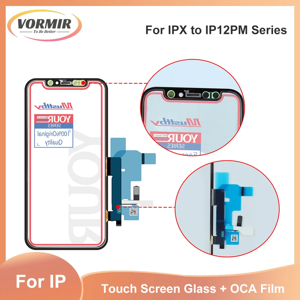 

5pcs/Lot Touch Lens with OCA Film for iPhone X XS 11 12 Pro Max LCD Screen Glass Panel Repair Parts Replacement Touch Digitizer