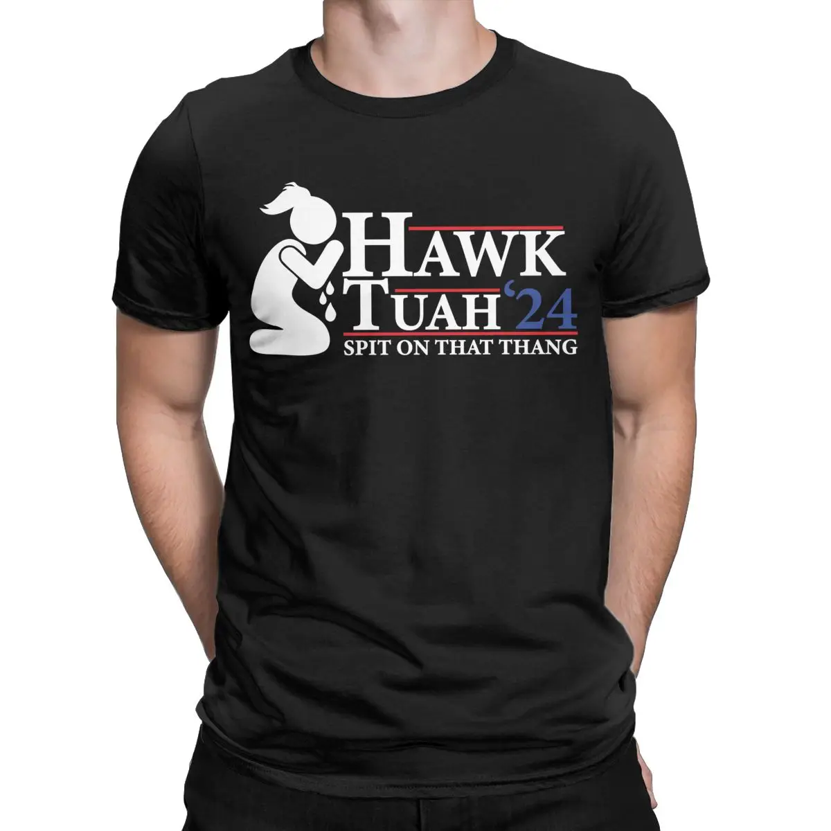 Vintage Hawk Tuah Spit On That Thang T-Shirts Men Women's 100% Cotton Presidential Candidate Parody Tees Shirt Clothes